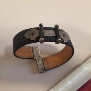 Emporio Armani 925 Leather cuff bracelet brutalist